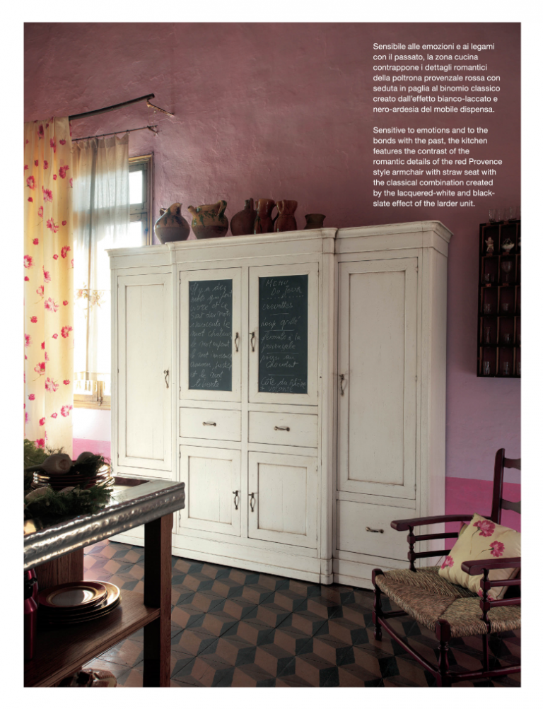 Zona cucina con dettagli romantici e classici